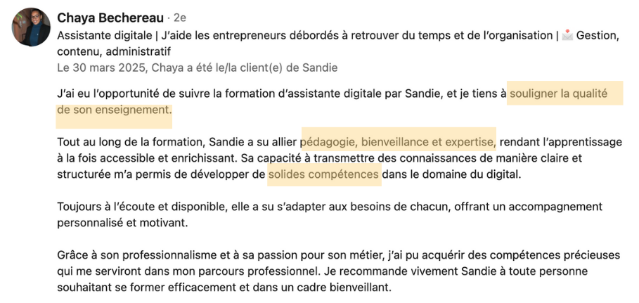 avis temoignage formation assistante digitale