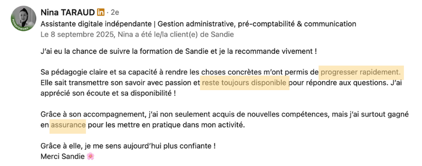 temoignage formation assistante digitale avis