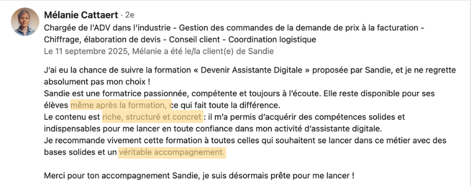 temoignage formation assistante digitale